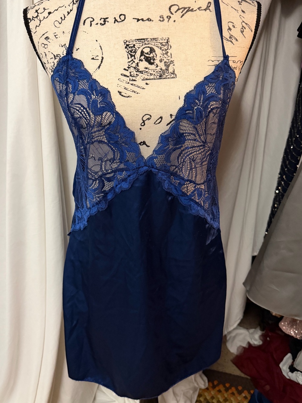 Source Unknown Royal Blue Lace-Trim Slip Chemise